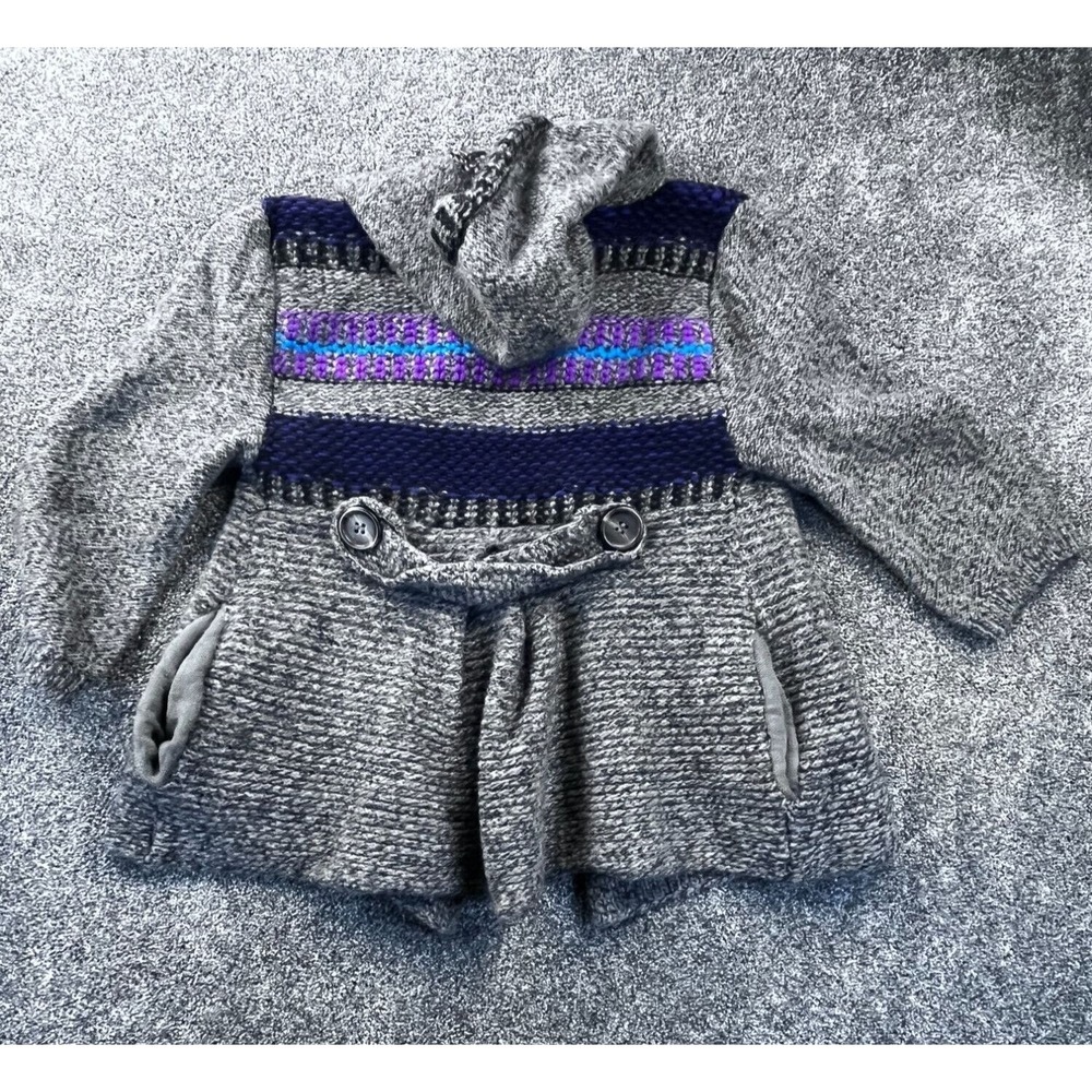 FREE PEOPLE Wool Blend Cardigan Sweater, Size Small, Gray Purple ONE BUTTON Hood - Picture 10 of 10